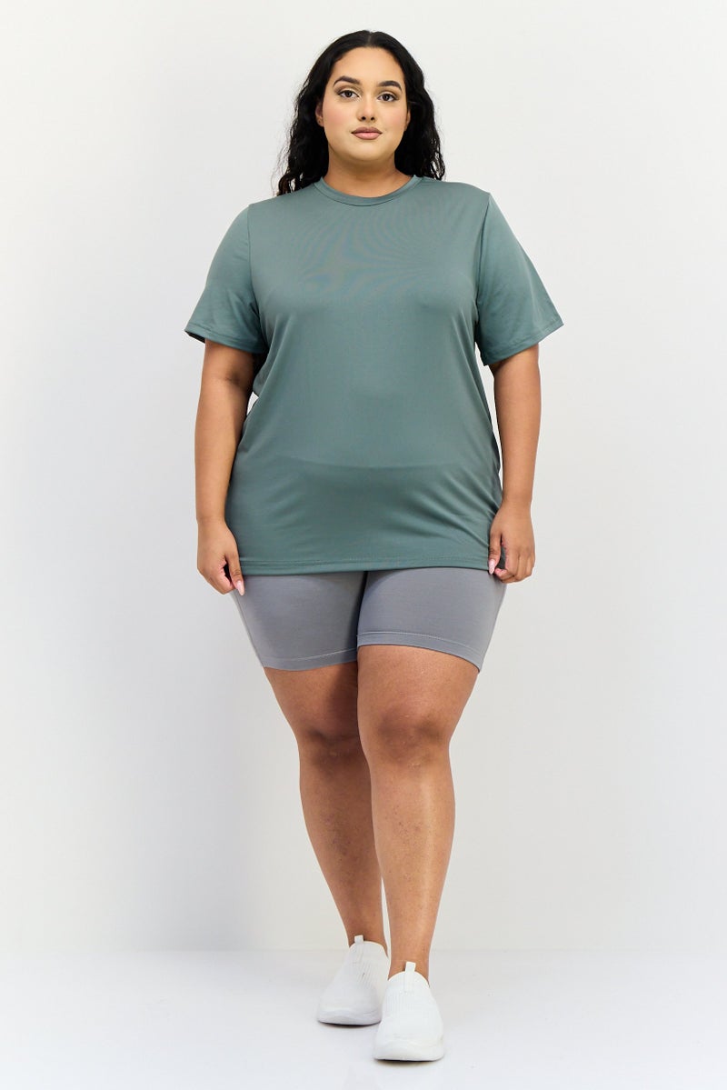 Reebok Women Plus Size Short Sleeve Training T-Shirt, Dark Green - Image 4